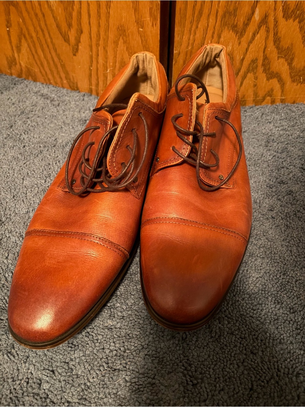 Men's Aldo Leather Derby Shoes in Cognac Brown